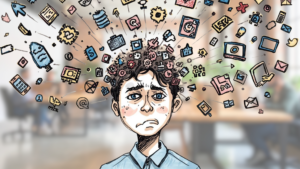 Man Looking confused, disorganized thoughts and information in business