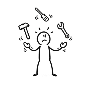 Stressed Person Juggling Tools